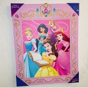 New Canvas Frame of Disney Princess with Gold Glitter Accents Throughout